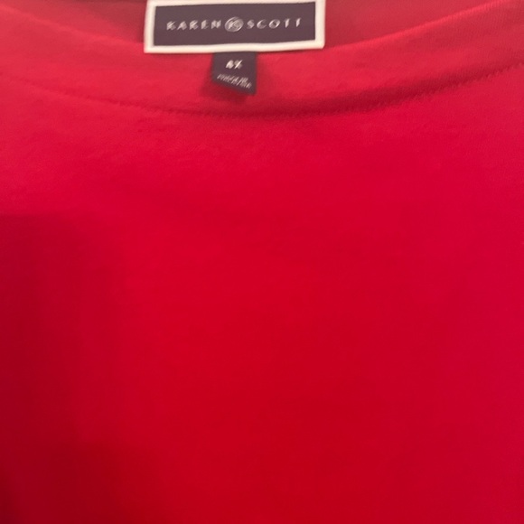 Karen Scott Red Short Sleeve Cotton Top | Size 4X - Picture 11 of 11